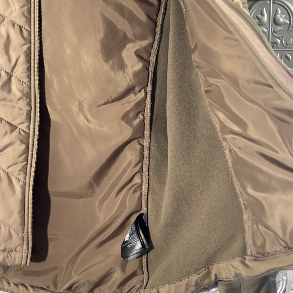 h&m puffer hooded lightweight outdoor jacket in dark beige, size small - Picture 9 of 10